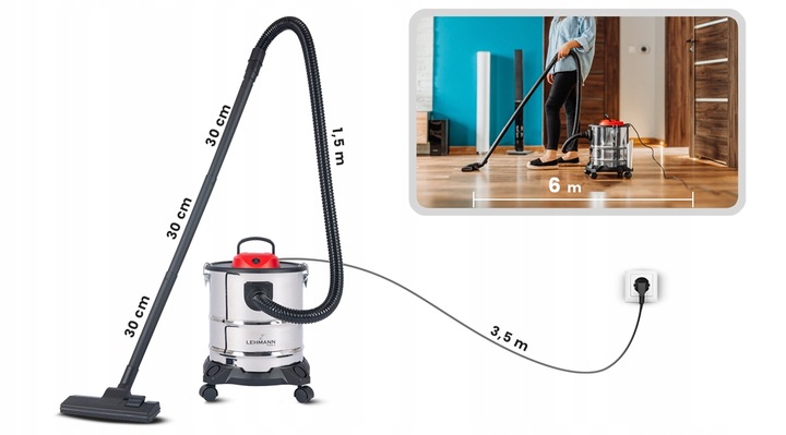 ODKURZACZ PRZEMYSŁOWY 2000W SUCHO DO KOMINKA GRUZU POPIOŁU DMUCHAWA