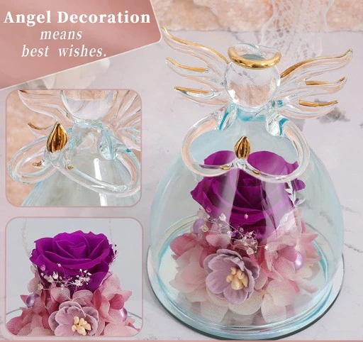 Wieczna Róża w Szkle Świecąca LED Prezent na Dzień Babci Walentynki Kobiety