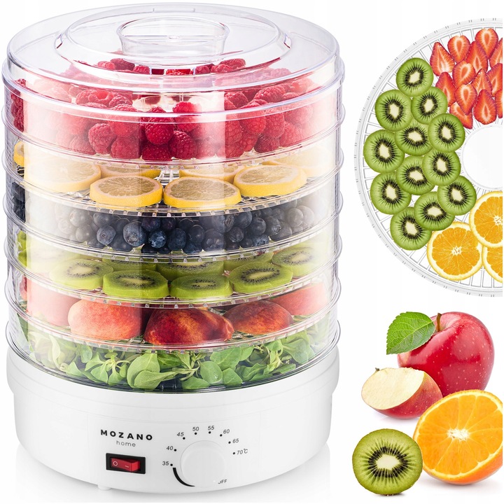 DUŻA SUSZARKA SPOŻYWCZA DO OWOCÓW WARZYW GRZYBÓW ZIÓŁ MOCNA 500W 6 SIT