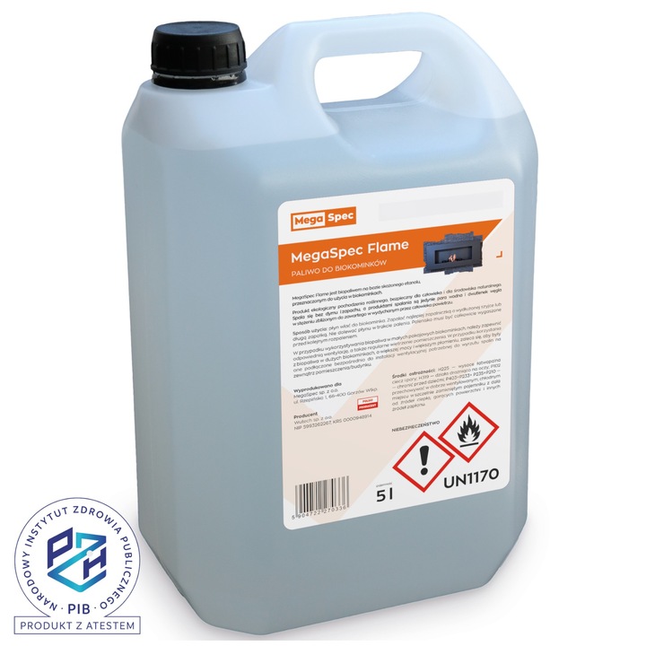 Bio etanol biopaliwo do kominka biokominka Megaspec Flame 5L Atest PZH