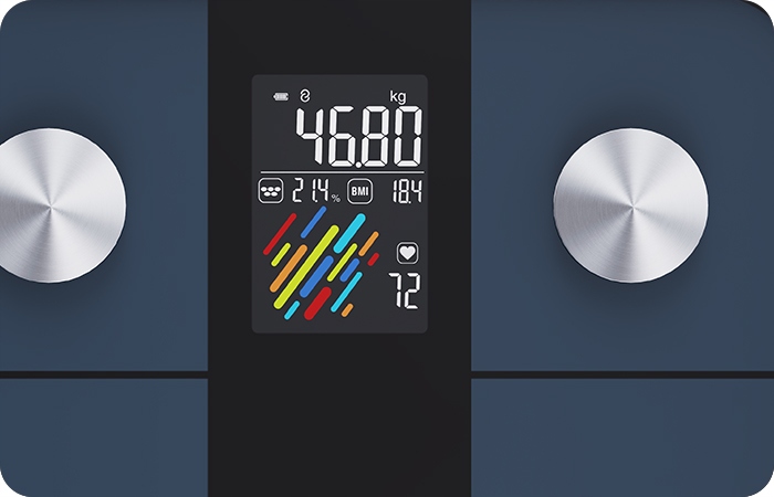 WAGA ŁAZIENKOWA ANALITYCZNA ELEKTRONICZNA BMI TŁUSZCZ TĘTNO APLIKACJA