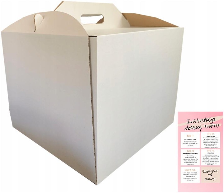 PUDEŁKO KARTON OPAKOWANIE NA TORT Z RĄCZKĄ 30x30x28 cm (5 sztuk) +