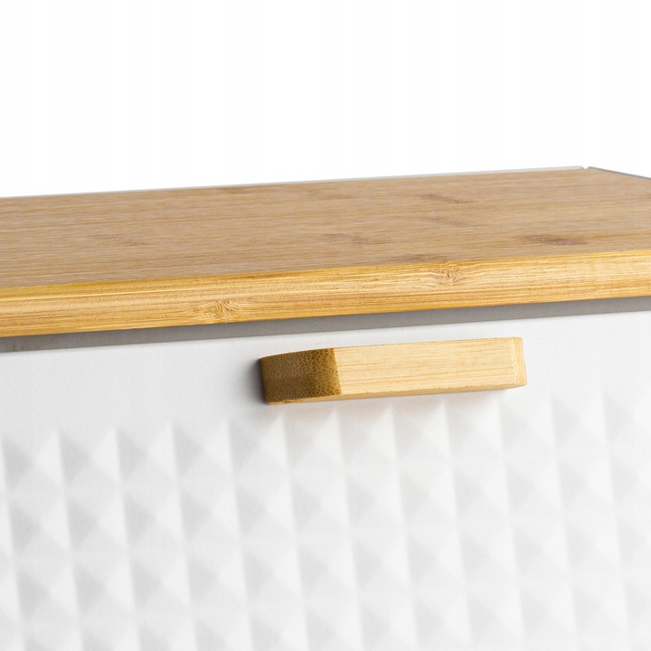 DUŻY CHLEBAK METALOWY Z DESKĄ POJEMNIK NA PIECZYWO CHLEB BIAŁY BAMBUSOWY