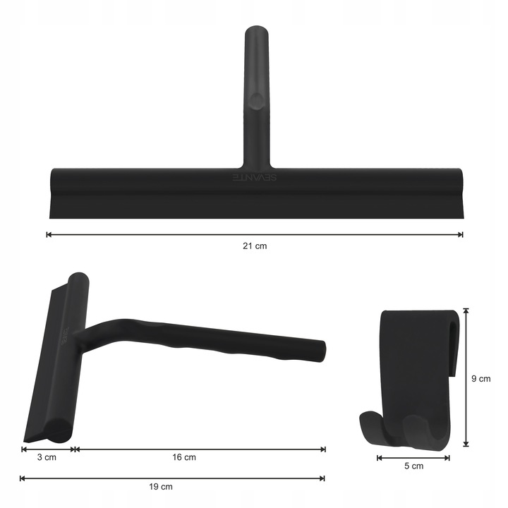 ŚCIĄGACZKA DO WODY PARY SZYB KABIN LUSTER HACZYK CZARNA NA PREZENT SEVANTE