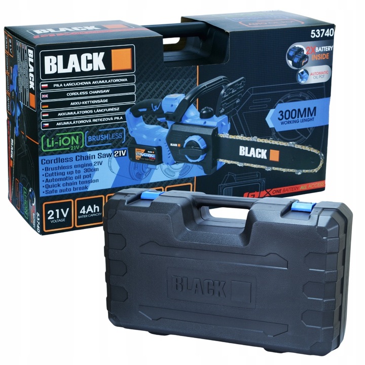 AKUMULATOROWA PILARKA PIŁA ŁAŃCUCHOWA DO DREWNA 2 X 21V 4 AH 30CM 12"