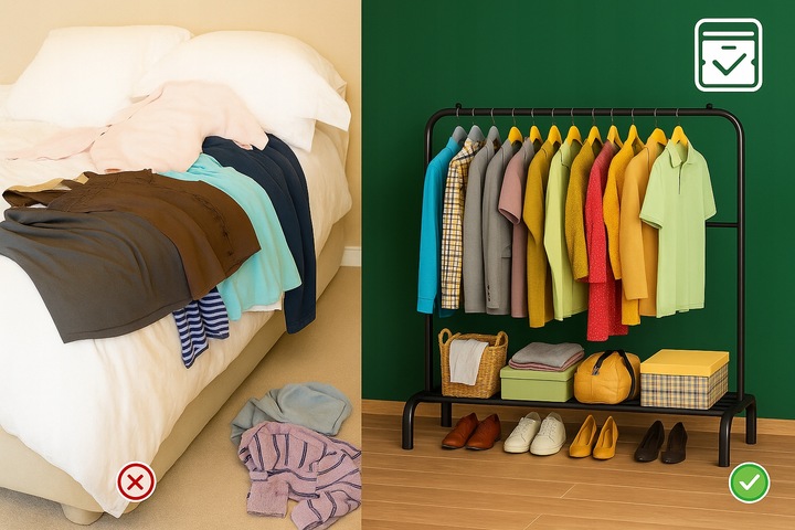 WIESZAK NA UBRANIA BUTY STOJĄCY PODŁOGOWY STOJAK CZARNY PODWÓJNY