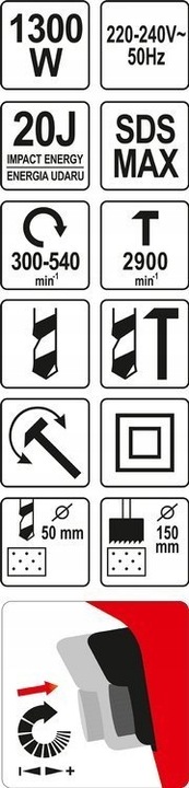 YATO MŁOT UDAROWY OBROTOWY SDS MAX 20J