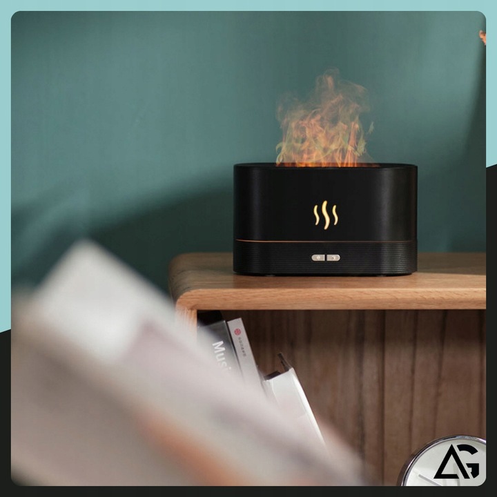 NAWILŻACZ POWIETRZA DYFUZOR LAMPKA NOCNA LED EFEKT PŁOMIENIA KOMINEK