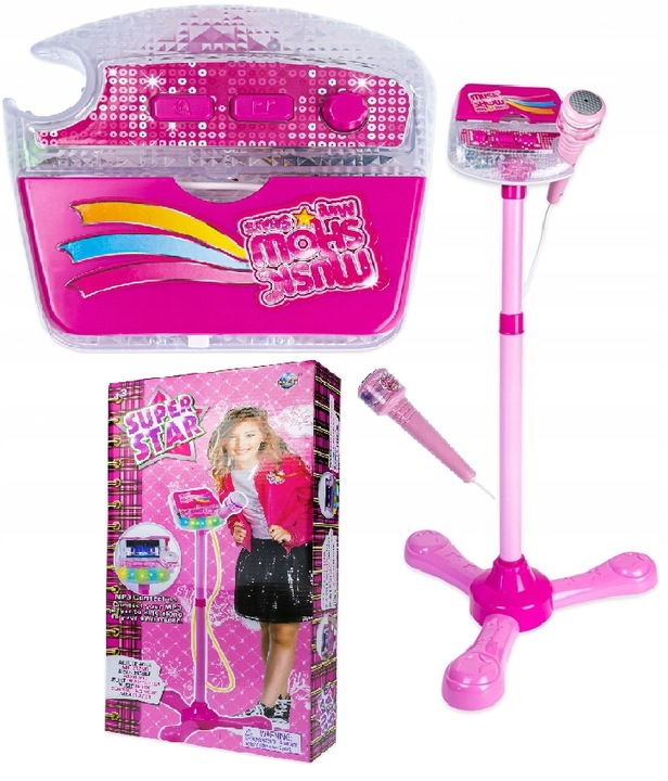 Gitara elektryczna zestaw karaoke dla dzieci mikrofon struny muzyka statyw