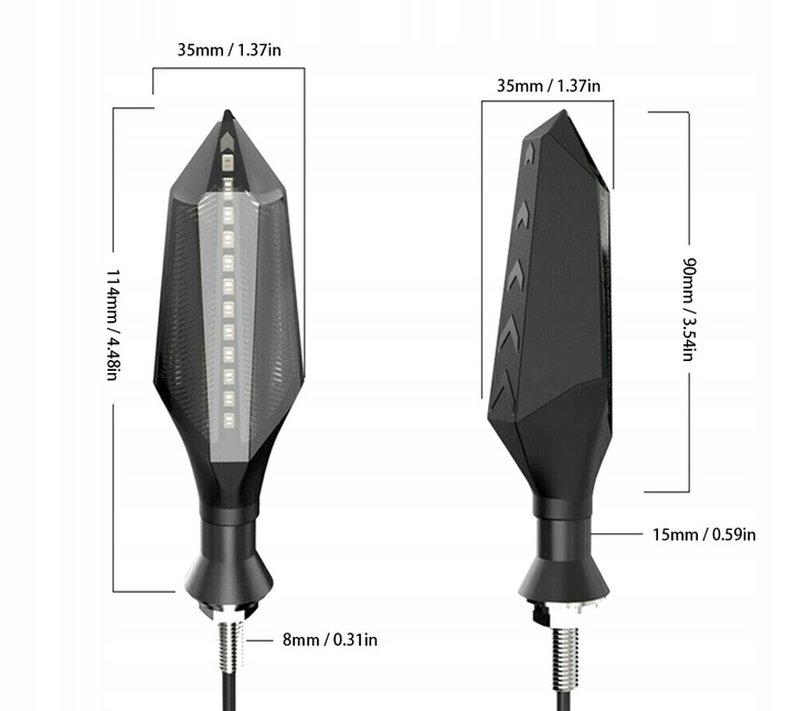 Kierunkowskazy motocyklowe czarne dymione 14 diod LED 4 sztuki