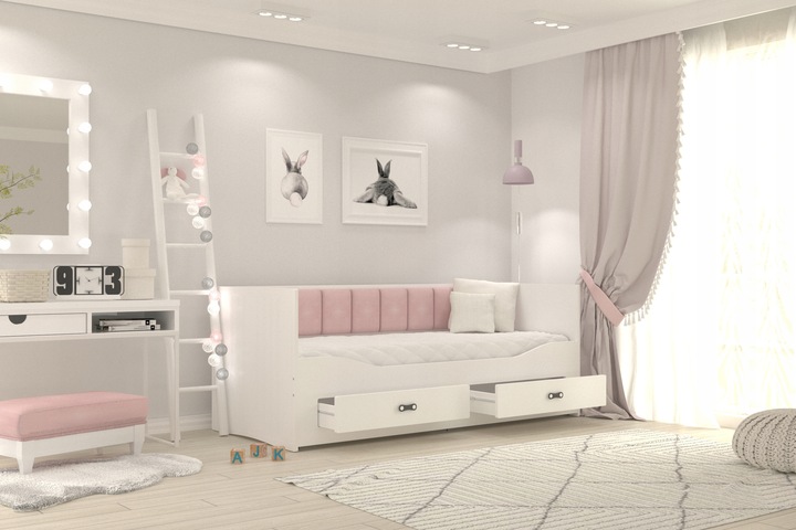 Łóżko tapicerowane rozkładane szuflady HERMES T