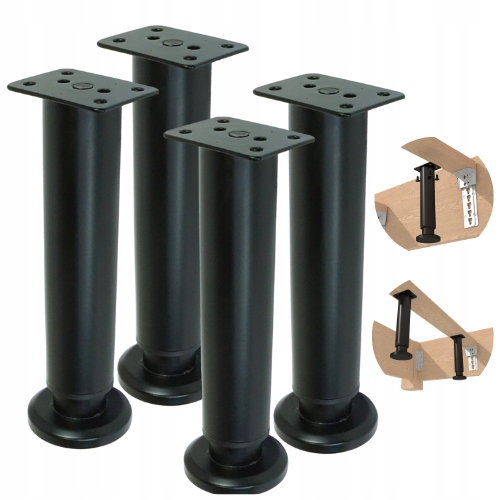 METALOWE NOGI DO ŁÓŻKA SZAFEK MEBLI REGULOWANE 178 - 300 mm CZARNE 4