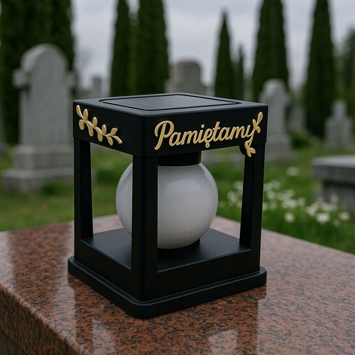 Znicz solarny LED wieczny lampion NA GRÓB statuetka CMENTARZ dekoracja