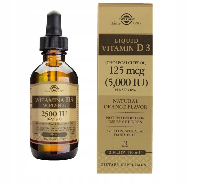 Solgar Witamina D3 5000 IU (125 µg) w płynie - 59 ml