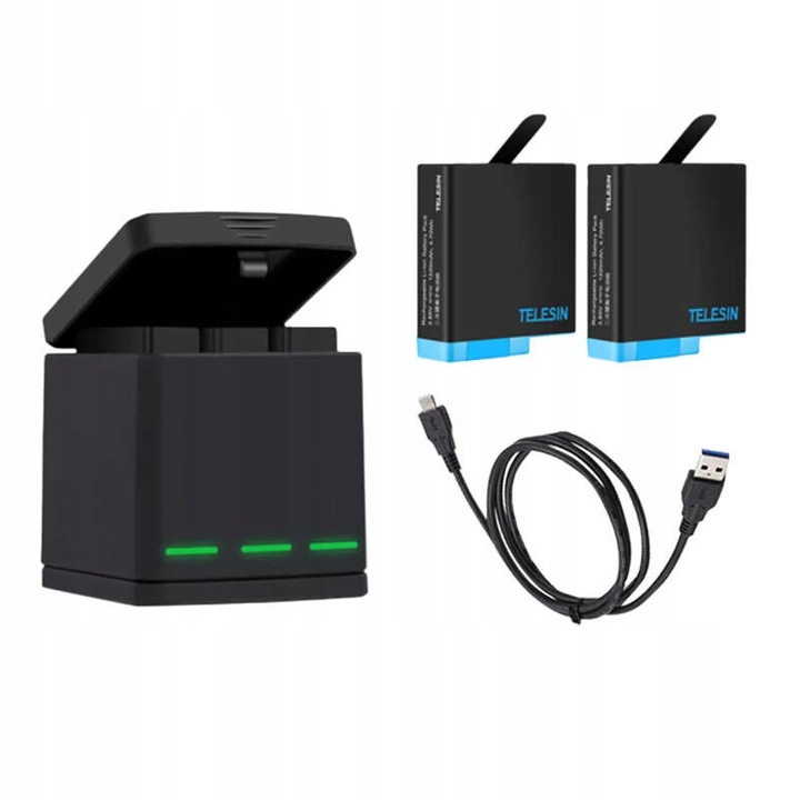 Telesin Box Hub Ładowarka + 2 Akumulator Bateria Kamery GoPro Hero 8 7