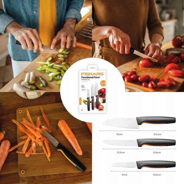 FISKARS FF KOMPLET 3 NOŻY STALOWYCH W PUDEŁKU 1057556 FAVOURITE SET