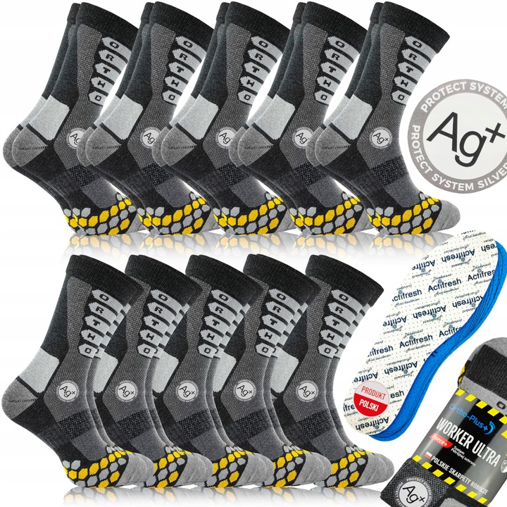 10X POLSKIE skarpety robocze Jony Srebra AG+ Mocne Naturalne MASUJĄCE