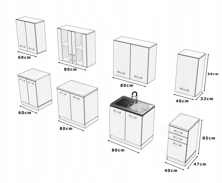 MEBLE KUCHENNE KUCHNIA ZESTAW SZAFKI MODUŁOWE BLAT JOLA 2,6M DĄB WOTAN