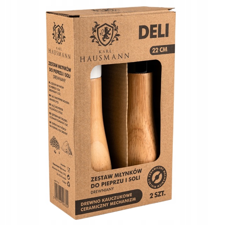 MŁYNEK RĘCZNY DO SOLI i PIEPRZU DREWNIANY ZESTAW 2