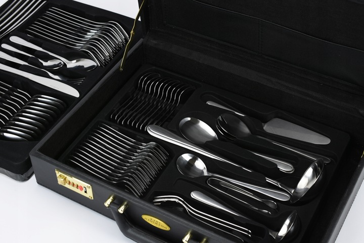 KOMPLET SZTUĆCÓW 72 EL WALIZKA DLA 12 OSÓB zestaw srebrne sztućce