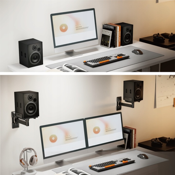 Uchwyty ścienne do głośników 2szt. Zaciskowe Regulowane Obrotowe