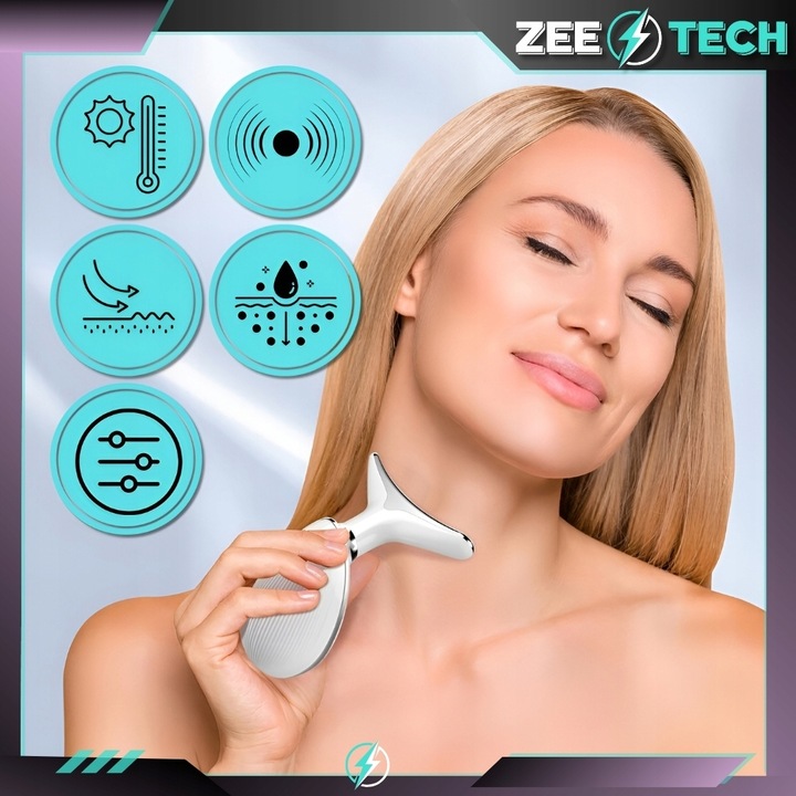 MASAŻER LIFTINGUJĄCY DO TWARZY SZYI SONICZNY DO UJĘDRNIANIA WIBRACYJNY EMS