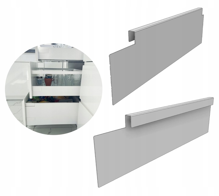 Dodatkowe metalowe boki szuflady BLUM Tandembox wys D 500 SZARE P+L