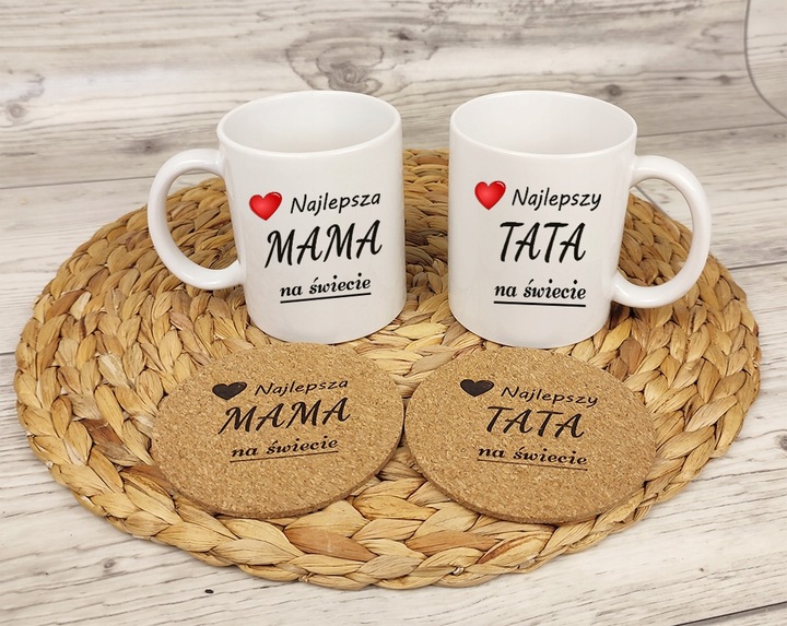 PREZENT NA DZIEŃ MAMY MATKI DLA TATY OJCA ZESTAW KUBEK RĘCZNIKI Z HAFTEM