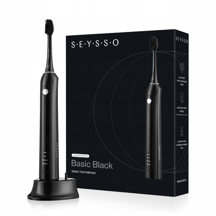 Szczoteczka elektryczna do zębów SEYSSO BASIC BLACK seria CARBON