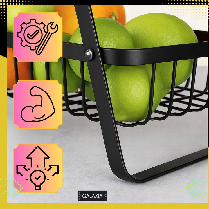 KOSZ NA OWOCE Koszyk na Warzywa Stojak Piętrowy Czarny 3 Poziomy
