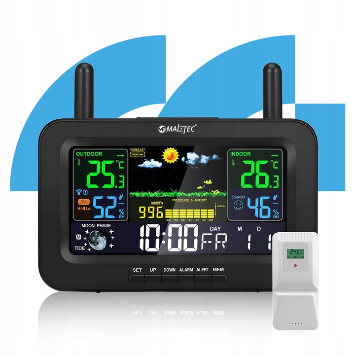 BEZPRZEWODOWA STACJA POGODOWA CZUJNIK POGODY TERMOMETR BAROMETR