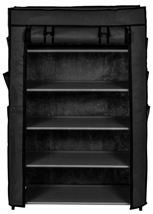 SZAFKA NA BUTY CZARNA TEKSTYLNA REGAŁ STOJAK PÓŁKI GARDEROBA ORGANIZER