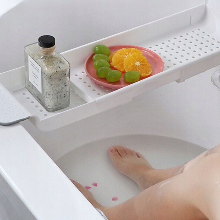 Półka na wannę łazienkowa regulowana biała