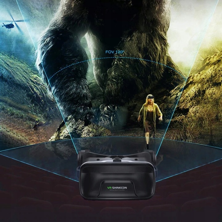 Okulary gogle 3D VR Shinecon 10 do telefonu wbudowane słuchawki PILOT BL