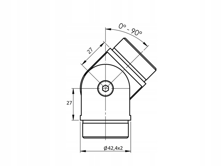 KOLANO PRZEGUBOWE DLA RURY Ø42,4x2,0MM, SZLIF NIERDZEWNE