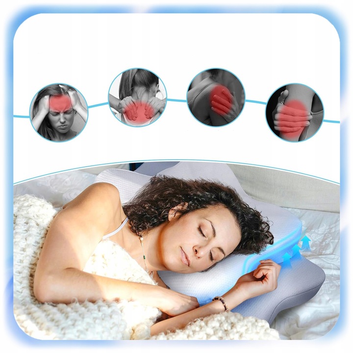 PODUSZKA ORTOPEDYCZNA ERGONOMICZNA PIANKI MEMORY PROFILOWANA POD KARK SZYJĘ