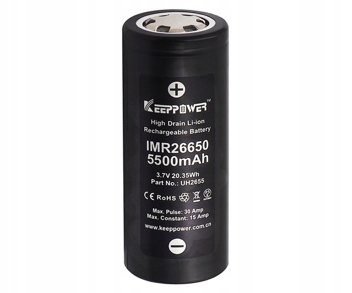 Akumulator KeepPower IMR26650 5500mAh 3,7V HIGH DRAIN Li-ION 15A