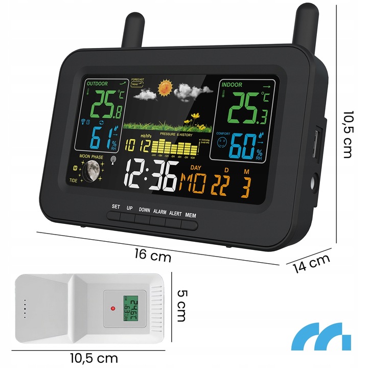 BEZPRZEWODOWA STACJA POGODOWA CZUJNIK POGODY TERMOMETR BAROMETR