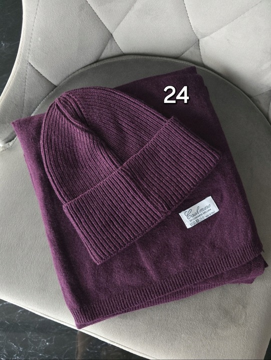 Szal + czapka 50 % kaszmir 50 % wełna : komplet