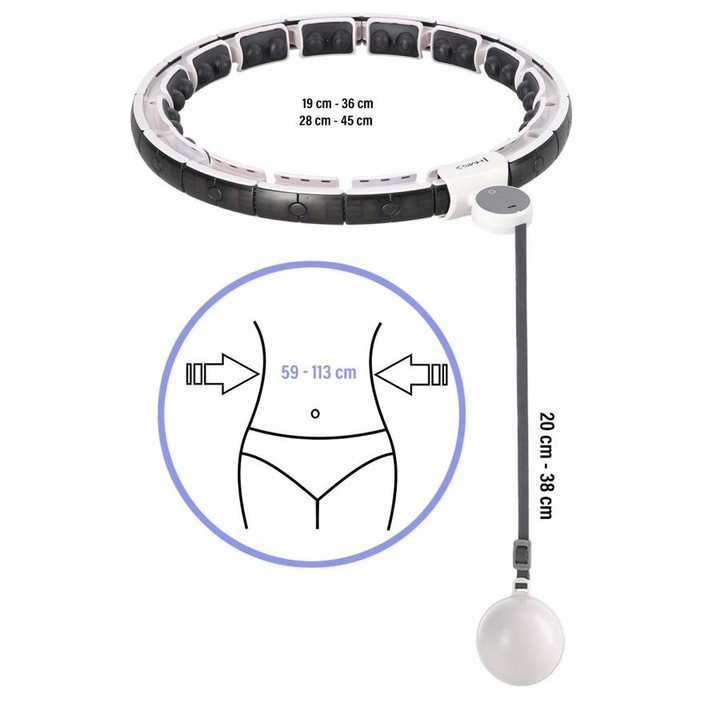 HMS Hula Hop Regulowane Z Obciążeniem i Licznikiem Magnetyczny Masaż