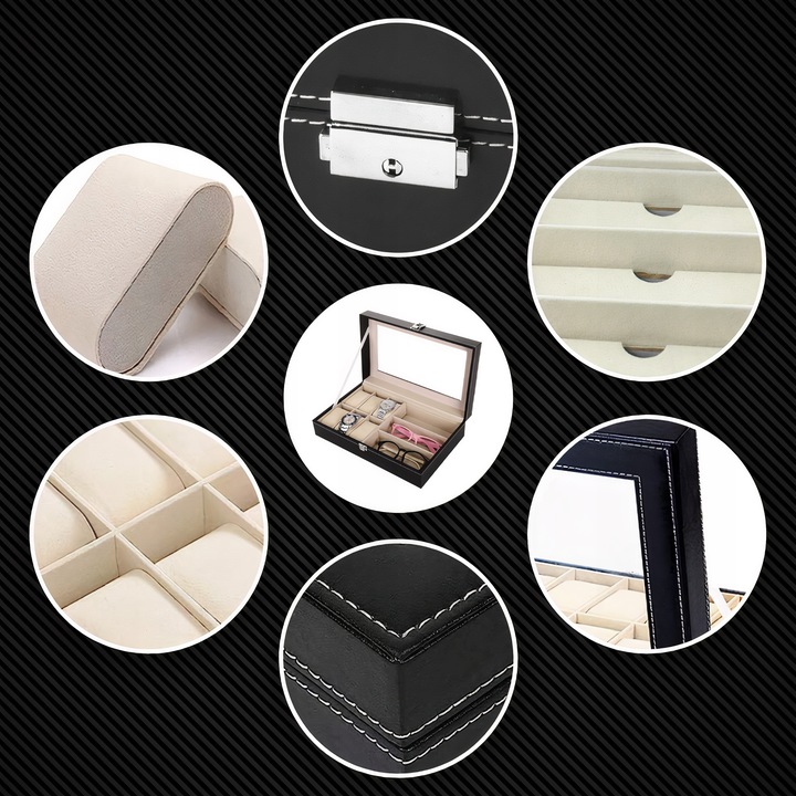 Szkatułka Pudełko Organizer Etui Zegarki i Okulary