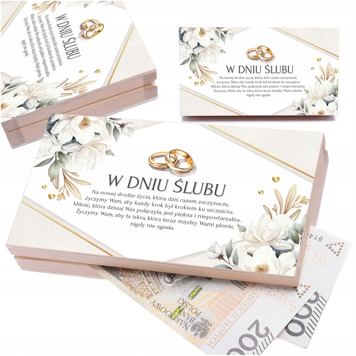 PUDEŁKO NA PIENIĄDZE ŚLUBNE drewniane pudełko z życzeniami na ślub