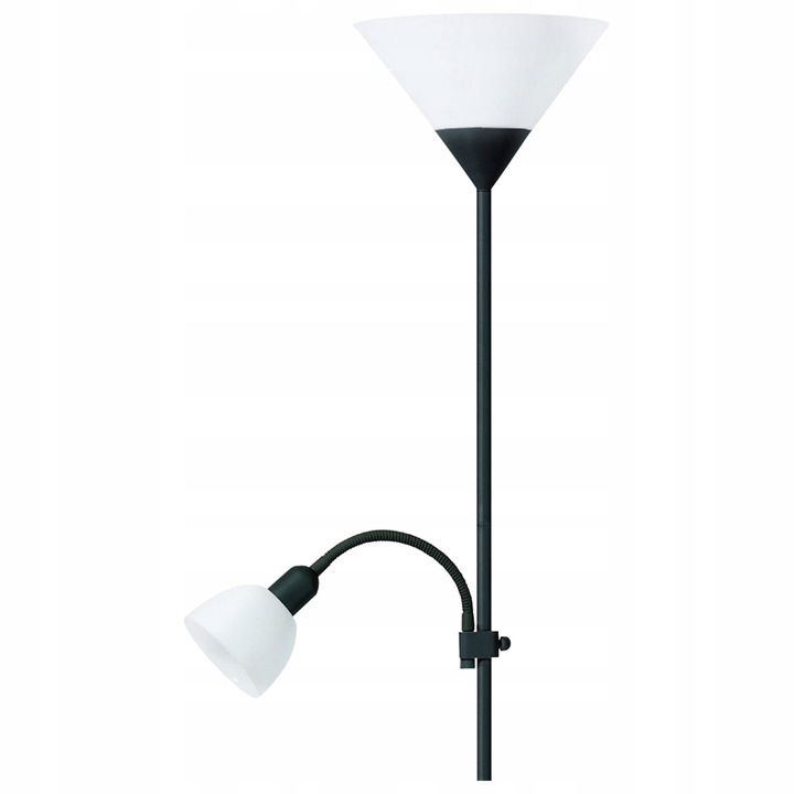 LAMPA podłogowa stojąca E27 + E14 czarna 180cm