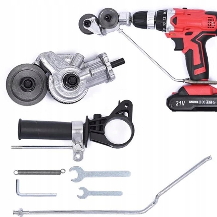 ADAPTER DO CIĘCIA BLACHY NA WKRĘTARKĘ WIERTARKĘ PRZYSTAWKA NOŻYCE