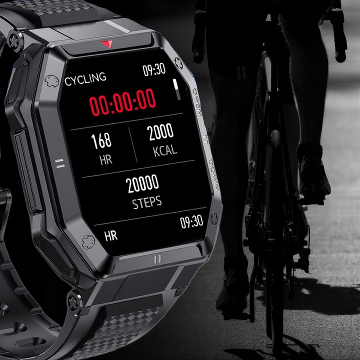 SMARTWATCH MĘSKI MILITARNY WODOODPORNY ROZMOWY WIELOFUNKCYJNY POLSKIE MENU