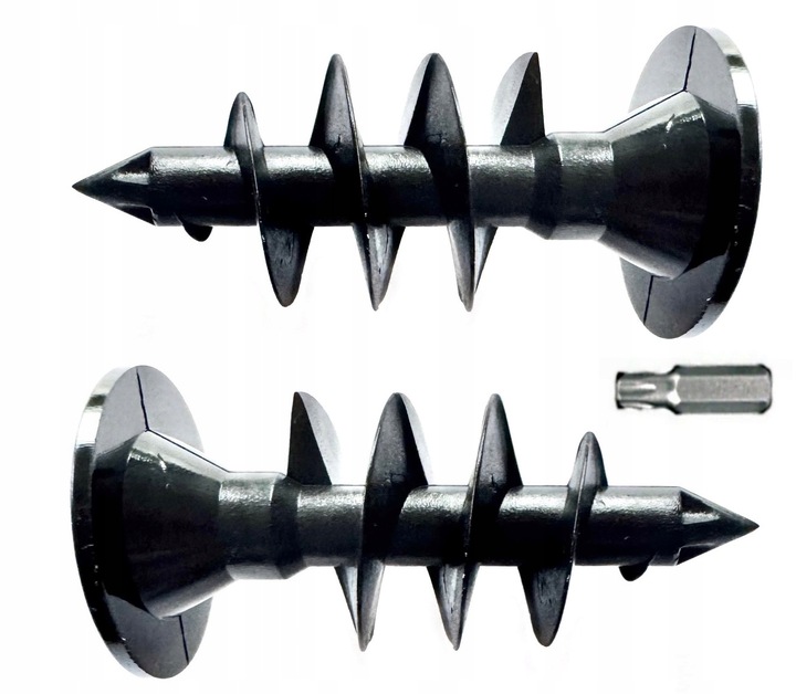 KOŁKI KOŁEK DO MOCOWANIA FOLII KUBEŁKOWEJ FUNDAMENTOWEJ ŚLIMAK 50 SZT + BIT