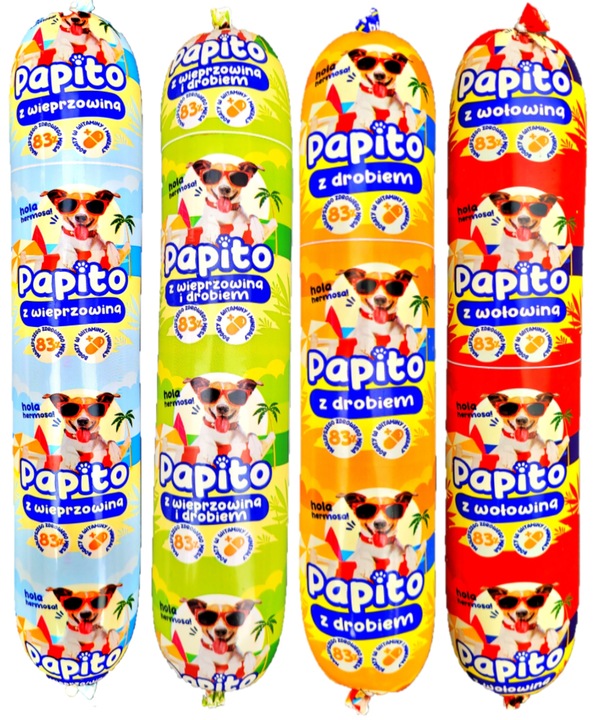 19x1KG Karma dla psa baton PAPITO 83% mięsa + GRATIS