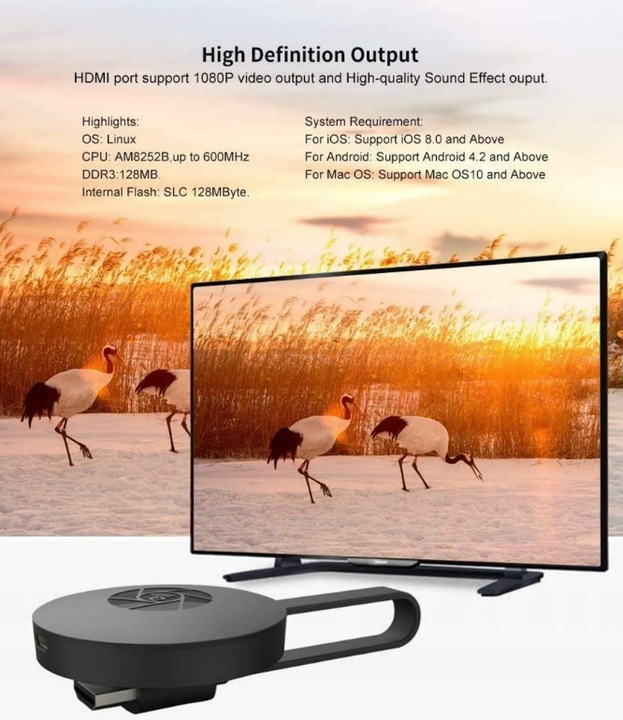 2 x BEZPRZEWODOWY ADAPTER WIFI HDMI CHROMECAST MIRRORSCREEN 2W1