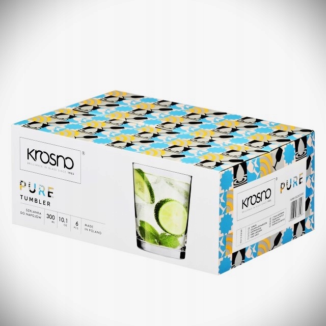 Niskie szklanki do napojów Pure 6 szt. 250 / 300 ml Krosno