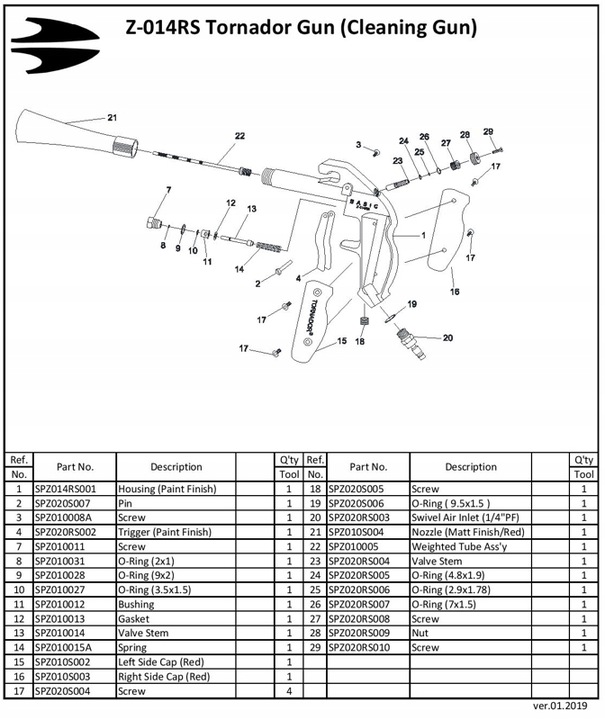 ORYGINALNY TORNADOR Z-014RS Tornado Basic pistolet do czyszczenia na